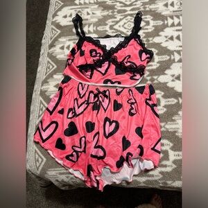 Pink heart pj set